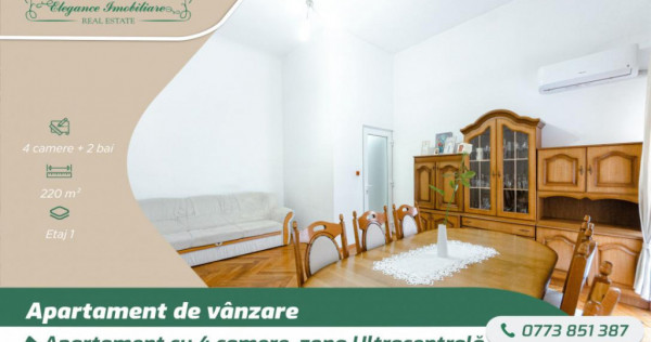 Apartament cu 4 camere si centrală proprie, zona Ultracentr