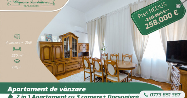 Apartament spatios cu 3 camere +garsoniera separata, zona Ul