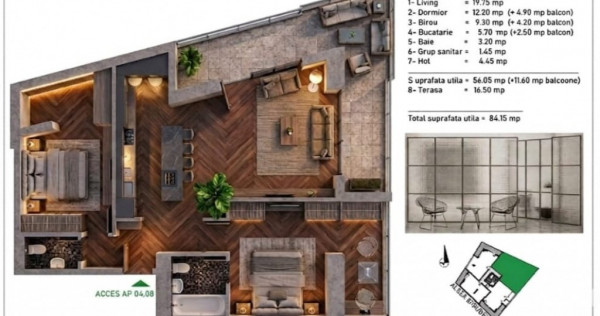 3 camere &icirc;n proiect boutique, 84 mp utili, Sector 3, comision 0%