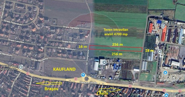 Teren intravilan, 4700 mp, l&acirc;ngă Kaufland Săcele