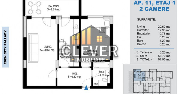 2 Camere Decomandat | 62 mp | Theodor Pallady | Metrou teclu