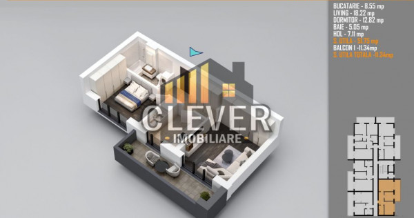 2 Camere decomandat 64 mp Pallady, Metrou Teclu, Comision 0%