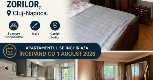 Inchiriez apartament cu două camere decomandate in CLUJ-NAPOCA ZORILOR