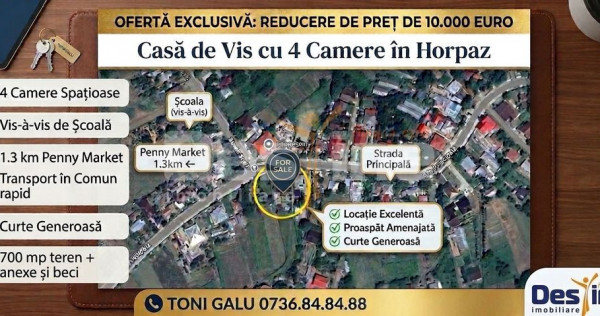Casă 4 camere și 720 mp teren + beci și anexe