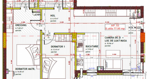 Apartament 3 camere 77,95MP Zona Tineretului