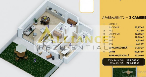 Apartament 3 camere | 13260 mp total | Pret de lansare | ...