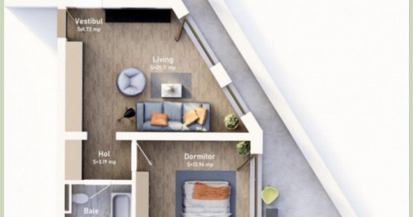 COMISION 0% Apartament cu 2 camere, terasa de 30 mp, bloc no