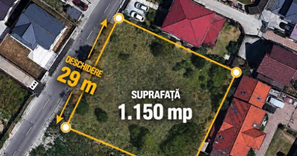 Teren intravilan Gavana Platou - 1150 mp, deschidere 29 m, R
