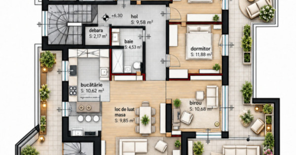 Penthouse 5 camere | 138 mp + terasă 120 mp | Panoramă Clu