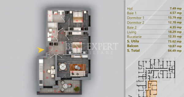 3 Camere Direct Dezvoltator | 73,62 mp Utili | Finalizare 20