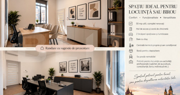 Spațiu ultracentral, 55 mp | Ideal pentru birouri sau locui
