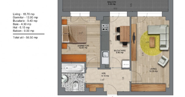 Apartament - Fix Langa Metrou - 60Mp