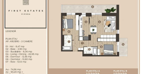 First Estates Pipera - Apartament 3 camere 90 mp