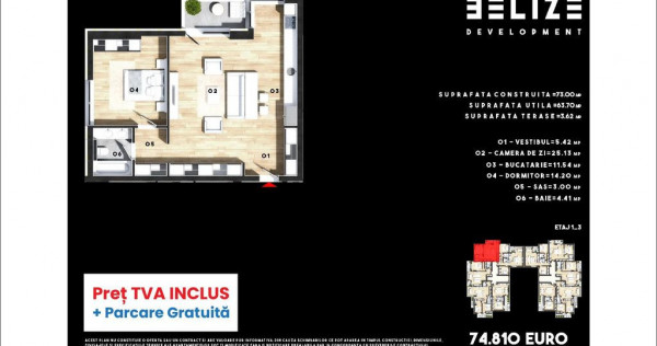 APARTAMENT 2 CAMERE BLOC NOU CERNICA PARCARE GRATIS