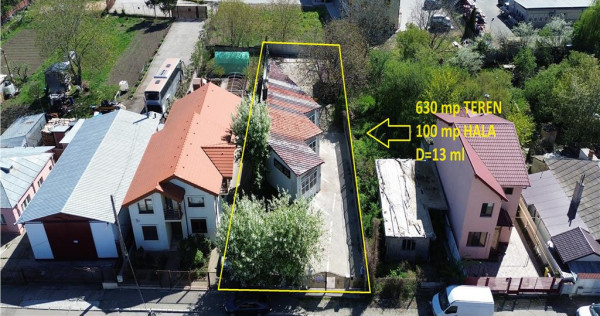 Hala 100 mp, teren 630 mp, D= 13 ml, zona E 85-oras