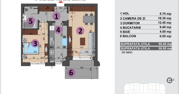 Apartament 2 Camere Sector 4 Grand Arena 56.95Mp