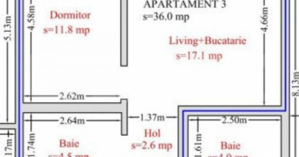 Apartament 2 camere openspace, 37.5 mp, Hlincea