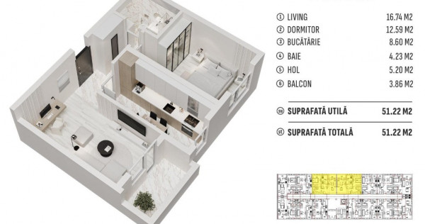 Apartament 2 camere - Parcare inclusa - Direct Dezvoltator