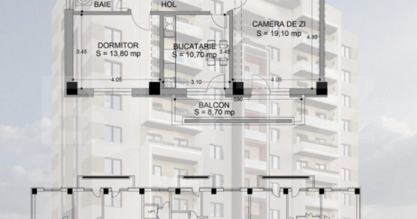 Apartament 2 camere, decomandat, 66mp, cartier Rovine