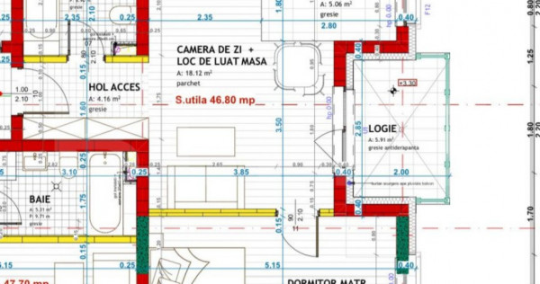 Apartament cu 2 camere, finisat, 47 mp utili, etaj I, zona E