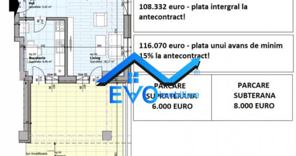 Apartament tip penthouse, 2 camere cu terasa proprie, Galat