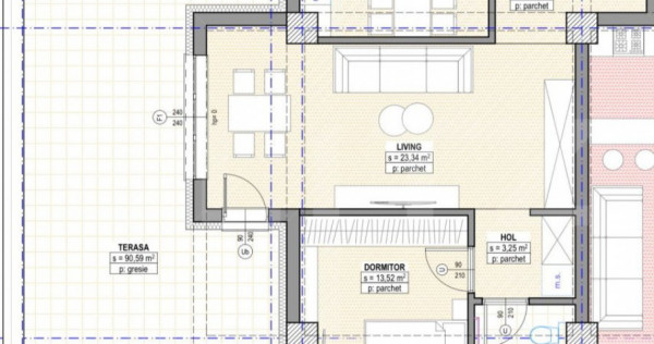 Apartament 3 camere, 61 mp, cu terasa de 91 mp, plata la dez