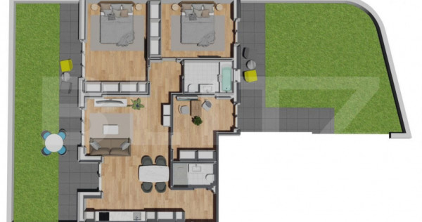 Apartament 4 camere, 2 terase ( 59, 44 mp. ) | Zona Vivo