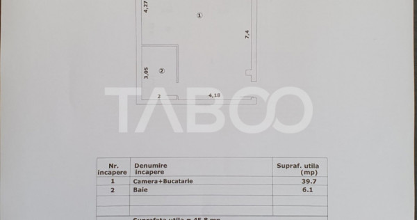 Studio de vanzare 46 mp utili constructie noua 2025