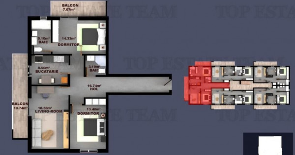 Apartament 3 camere finisaje Premium, pompe de caldura, Fund