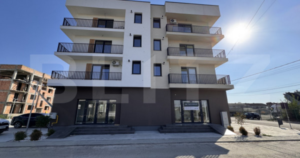 Spațiu comercial parter bloc nou, 60 mp, vitrină, parcare,