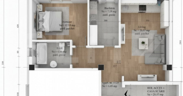 Apartament de vanzare, cu 2 camere, bloc nou, parcare si bal