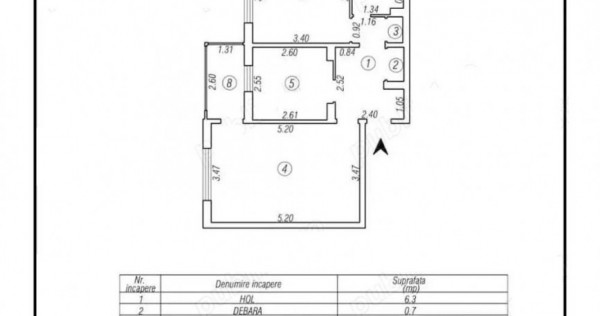 Inel 1, Soveja, decomandat, 2 camere, etaj 2, gaze, vanzari Constanta,