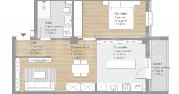Apartament finisat, 51 mp, tva inclus, ansamblu nou, zona T