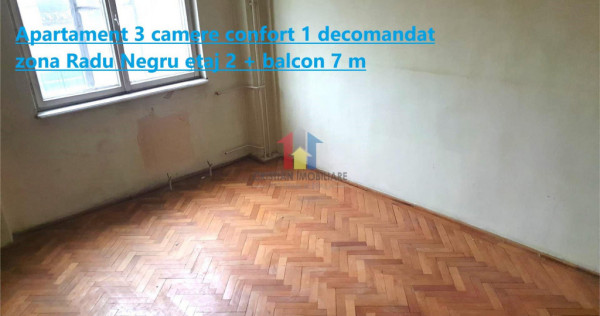 Apartament 3 camere Radu Negru etaj 2 balcon 7m