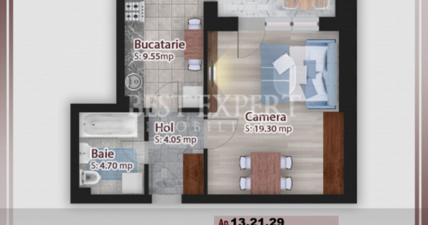 Garsoniera 500 mt STB/Incalzire Pardoseala