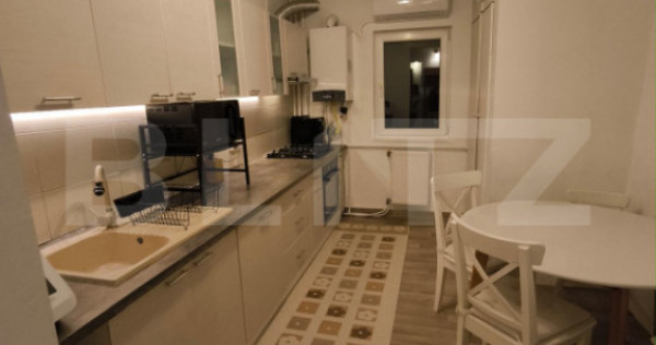 Apartament 3 camere decomandat, 2 băi, etaj 1, mobilat-util