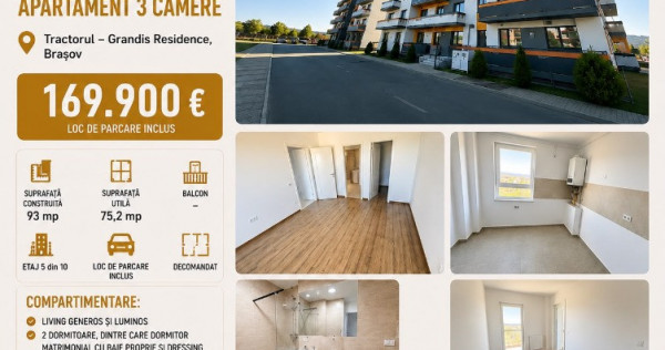 Tractorul &ndash; Grandis Residence | Apartament 3 camere Construcție 2023