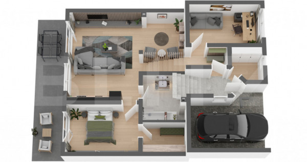 Apartament spatios cu gradina, 68mp, cu 3 camere, dressing,