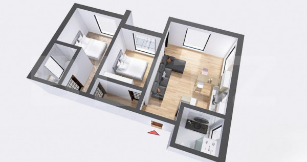 Apartament 3 camere, 71 mp, decomandat, zona 22 Decembrie 19