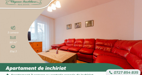 Apartament 3 camere cu centrala proprie de inchiriat, zona U