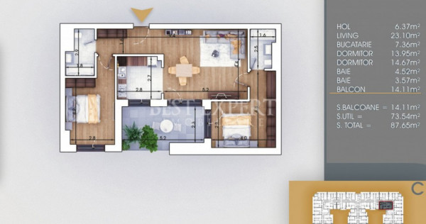 Apartament 3 camere spatios -5 min N.Teclu/Credit ipotecar 1