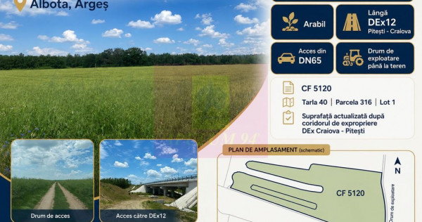Teren 6,26 ha l&acirc;ngă DEx12 Pitești