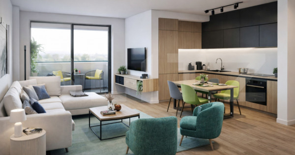 Apartament 2 camere, living cu bucătărie open space, balco