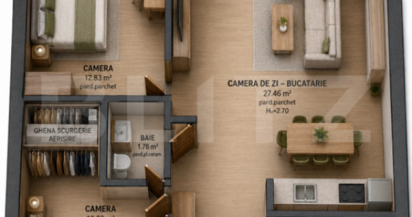 APARTAMENT DE 3 CAMERE &ndash; BLOC NOU &ndash; ZONA TUDOR &ndash; 74,62