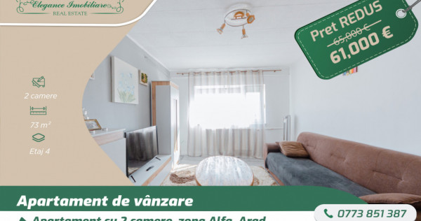 Apartament cu 2 camere, zona Alfa, Arad