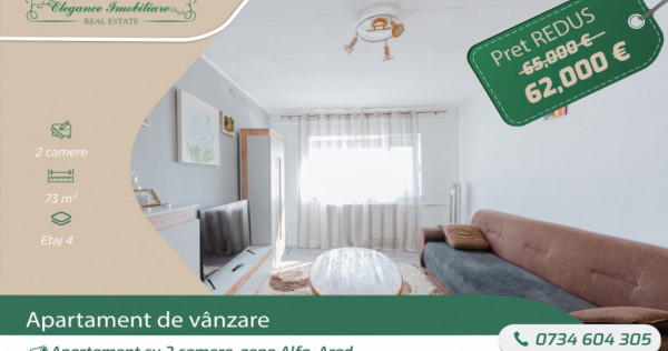 Apartament cu 2 camere, zona Alfa, Arad
