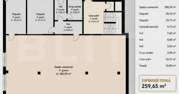 Spatiu comercial, 250 mp, finisat, imobil nou, 4 parcari cu