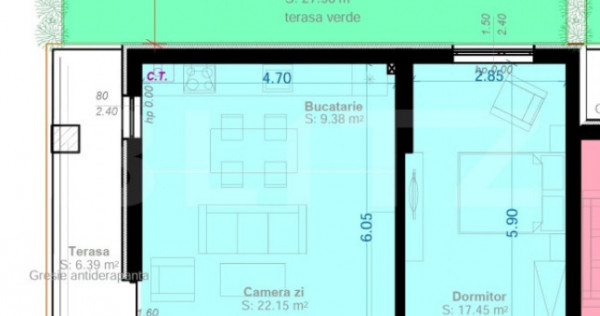 Apartament 2 Camere Open-Space | Terasă 28 mp | Zona Aradul