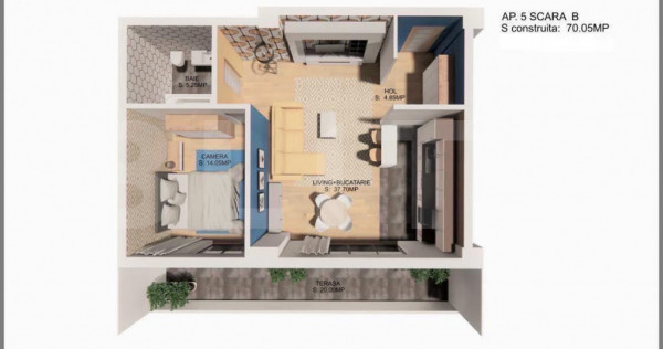 Apartament cu 2 camere, 70 mp, zona Centrala