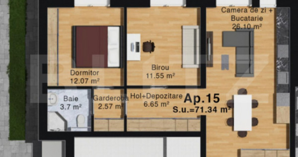 Apartament complex Green Residence Vest, 71 mp, loc de parca
